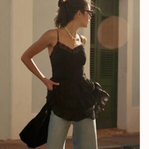 Free People Black Ruffled Mini Slip Dress/ Out Of Stock!